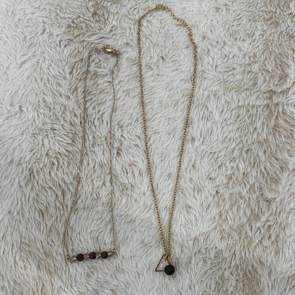 Chic Gold and Brown Beaded Necklace aromatherapy Set